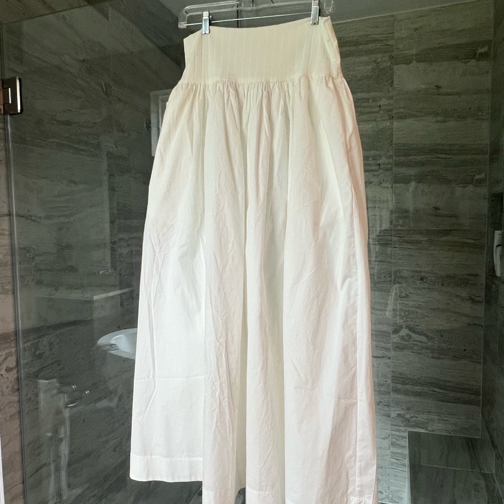 Anthropologie White Pleated A-line Maxi Skirt